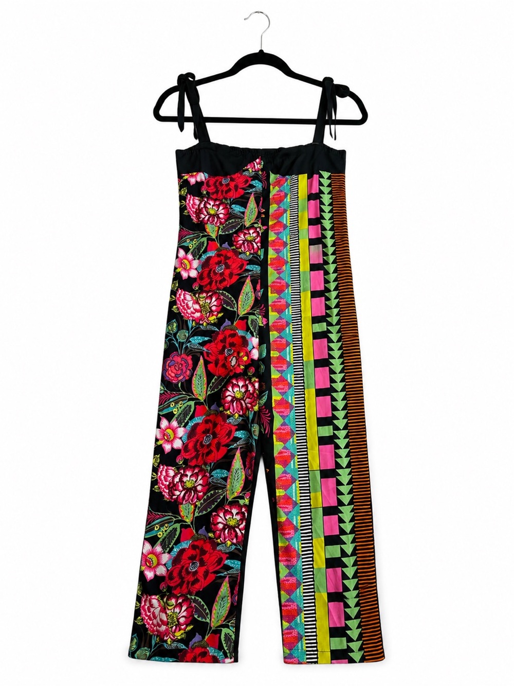 Desigual La Vida Es Chula Patchwork Floral Wide Leg Jumpsuit Size 11/12 Like New